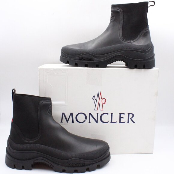 NWD Moncler Men's Larue Leather Chelsea Boots with Gore-Tex Soles in Black EU 43 - Picture 1 of 16